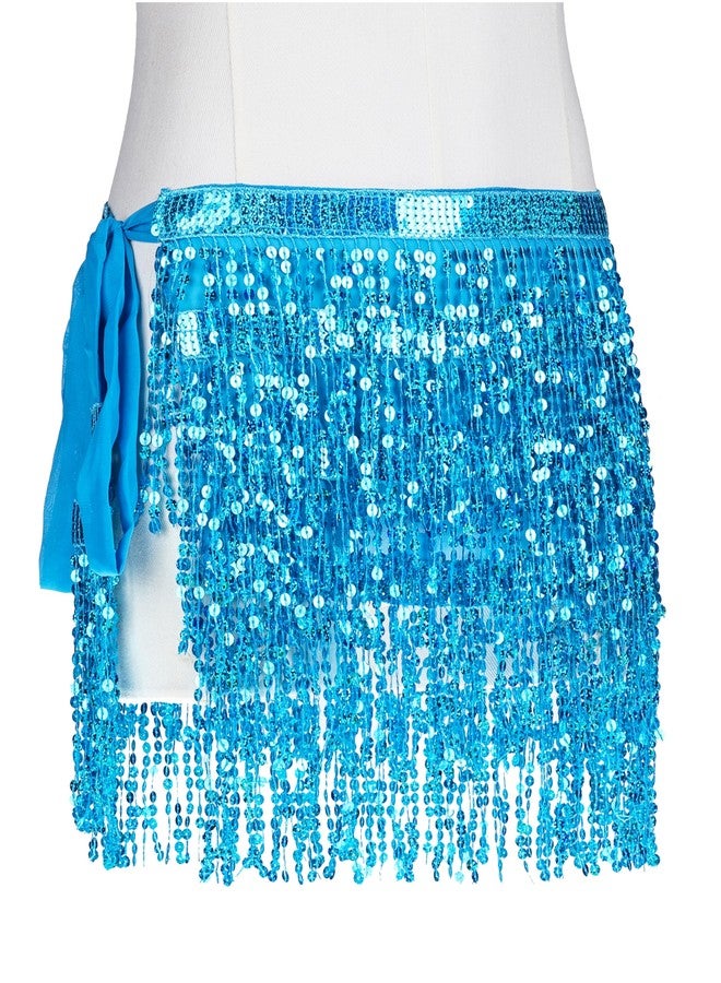*daisysboutique* Women Belly Dance Skirt Fringe Skirts Sparkly Sequin Hip Scarf Party Costume (One Size, 1 Piece Blue) - Image 2